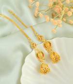 Brass micron gold ear wire kan chain jhumki for women ethnic