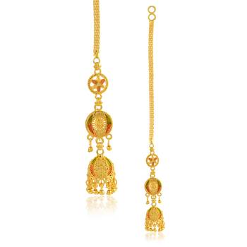 Brass micron gold ear wire kan chain jhumki for women ethnic 3