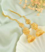 Brass micron gold ear wire kan chain jhumki for women ethnic