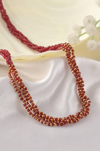 Four strand natural ruby necklace for women