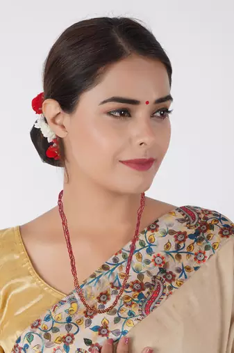 Four strand natural ruby necklace for women