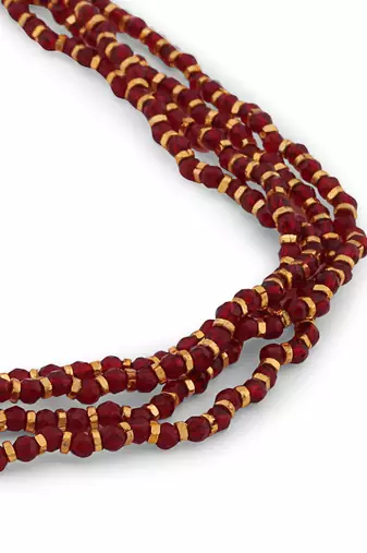 Four strand natural ruby necklace for women