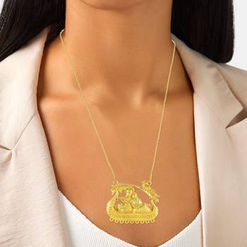 Dzine Trendz Radha Krishna Pendant Fashion Accessory Gold Plated 5×3 cm 3
