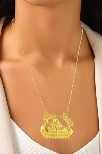 Dzine Trendz Radha Krishna Pendant Fashion Accessory Gold Plated 5×3 cm