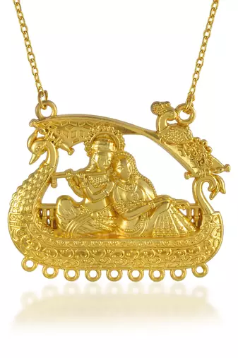 Dzine Trendz Radha Krishna Pendant Fashion Accessory Gold Plated 5×3 cm