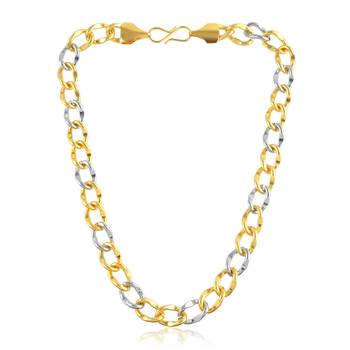 Brass micron dual tone broad chain necklace double colour 1