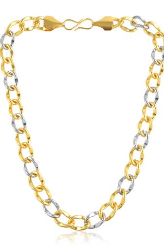 Brass micron dual tone broad chain necklace double colour
