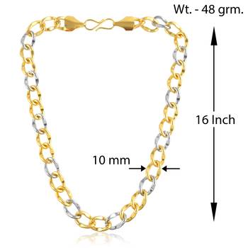 Brass micron dual tone broad chain necklace double colour 2