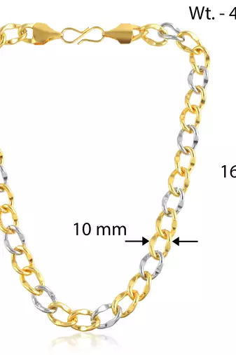 Brass micron dual tone broad chain necklace double colour