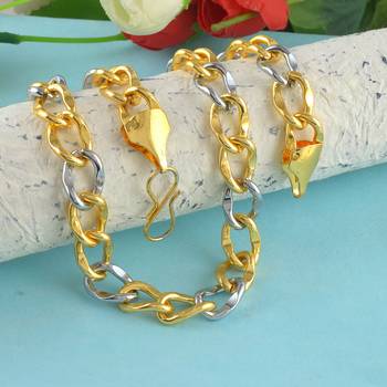 Brass micron dual tone broad chain necklace double colour 4