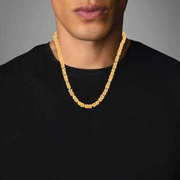 Brass micron gold thick heavy chain necklace men women 3