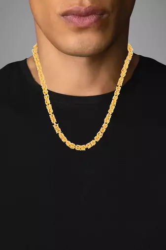 Brass micron gold thick heavy chain necklace men women