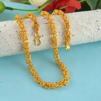 Brass micron gold thick heavy chain necklace men women 4