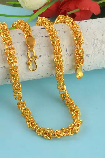 Brass micron gold thick heavy chain necklace men women
