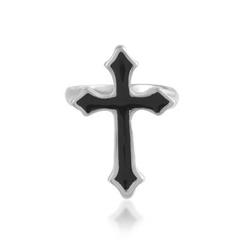 Dzine Trendz Cross Ring Stainless Steel Silver Plated 1
