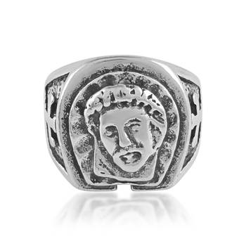 Brass antique silver jesus finger ring for christians 3