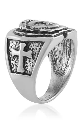Brass antique silver jesus finger ring for christians