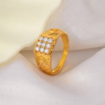 Brass 1 gram gold imitation diamond wedding finger ring men women 1