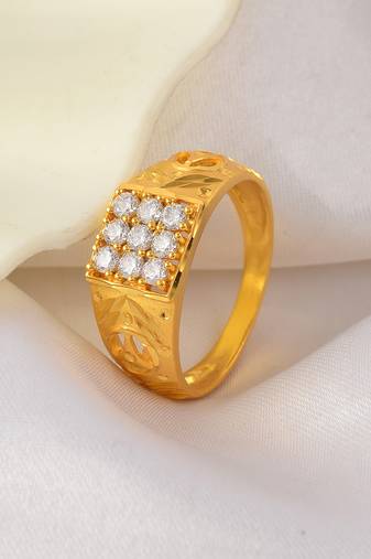 Brass 1 gram gold imitation diamond wedding finger ring men women