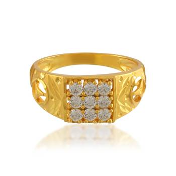 Brass 1 gram gold imitation diamond wedding finger ring men women 2