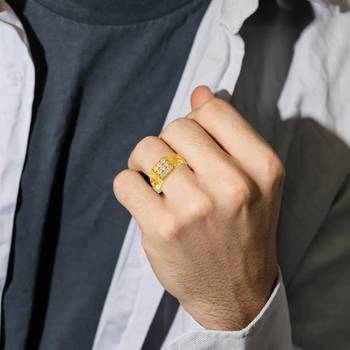 Brass 1 gram gold imitation diamond wedding finger ring men women 4