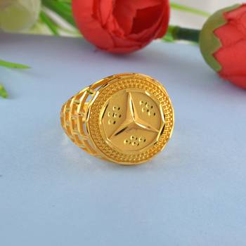 Brass gold mercedes logo men finger ring 1