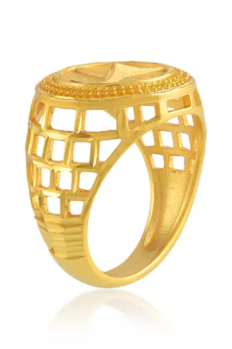 Brass gold mercedes logo men finger ring