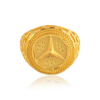 Brass gold mercedes logo men finger ring 4