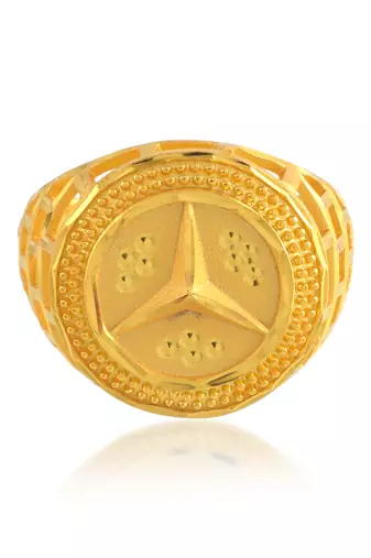 Brass gold mercedes logo men finger ring