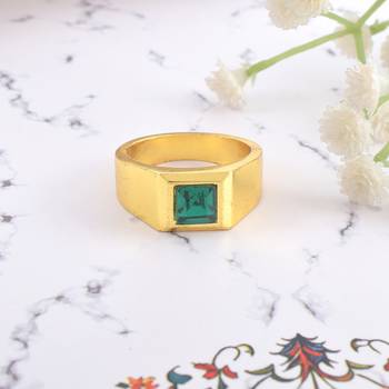 Brass gold natural real emerald ring 1