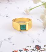 Brass gold natural real emerald ring