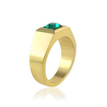 Brass gold natural real emerald ring 2