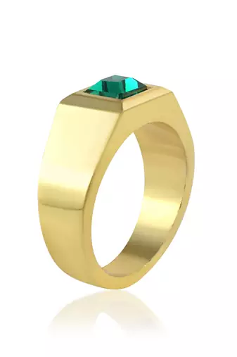 Brass gold natural real emerald ring