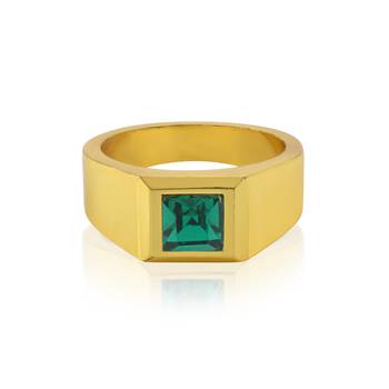 Brass gold natural real emerald ring 3