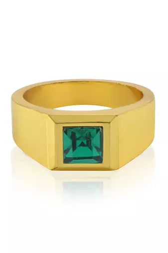 Brass gold natural real emerald ring