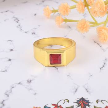 Brass gold natural real ruby ring 1