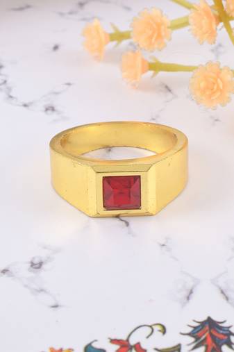Brass gold natural real ruby ring