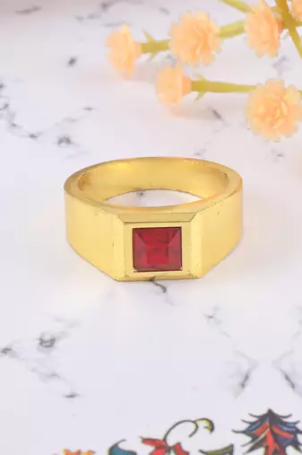 Brass gold natural real ruby ring
