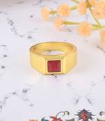Brass gold natural real ruby ring