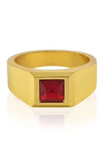 Brass gold natural real ruby ring