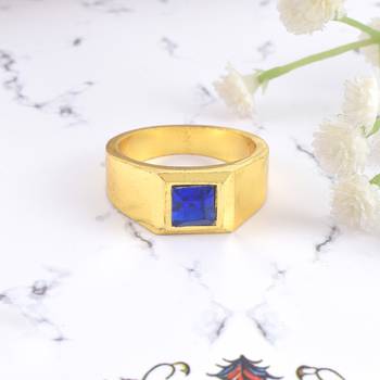 Brass gold natural blue sapphire ring 1
