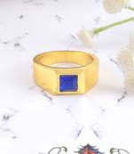 Brass gold natural blue sapphire ring
