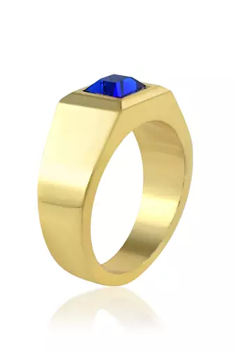 Brass gold natural blue sapphire ring