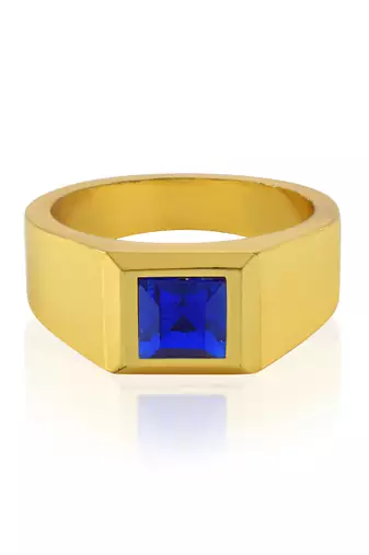 Brass gold natural blue sapphire ring