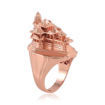 Pure copper ram mandir model heavy finger ring for men 1