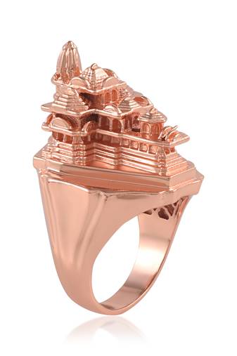 Pure copper ram mandir model heavy finger ring for men