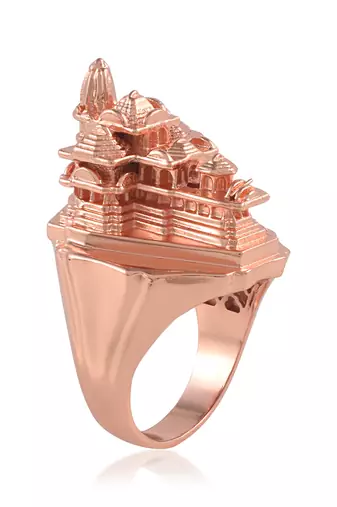 Pure copper ram mandir model heavy finger ring for men