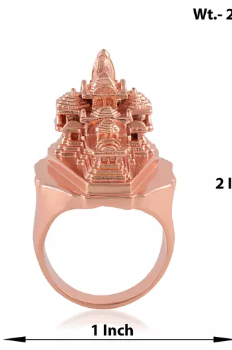 Pure copper ram mandir model heavy finger ring for men