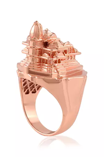 Pure copper ram mandir model heavy finger ring for men