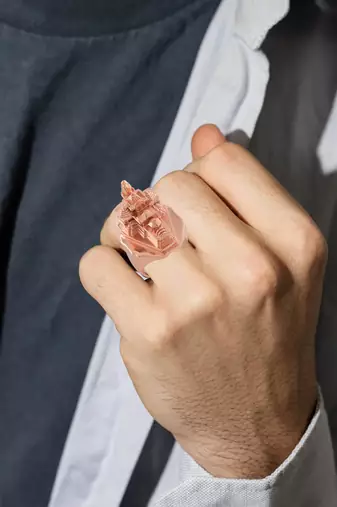 Pure copper ram mandir model heavy finger ring for men